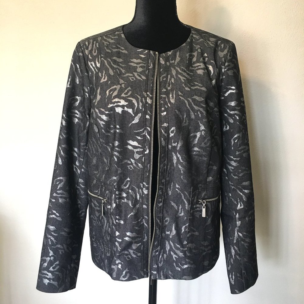 Dana Buchman Zip Up Jacket Animal Print Size 14